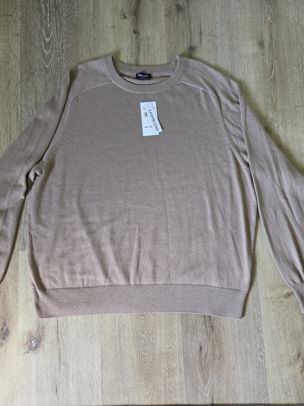 Splendid Cashblend Sweater Medium NWT Beige Knit Pullover Long Sleeve